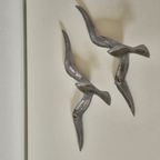 Set Van 2 Vintage Wandvogels Alluminium Geen Messing Vogels thumbnail 6