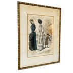 Antieke Ingelijste Franse Modeprent 1845 thumbnail 2
