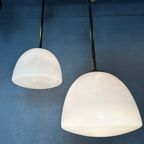 3 X Art Deco Klooster-/schoollampen – Opaline En Messing thumbnail 7