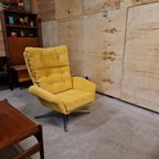 60's Nieuw Bekleed Vintage Draaifauteuil Draaistoel Geel thumbnail 4