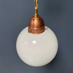 Opaline Glazen Bollamp Met Koperen Armatuur thumbnail 6