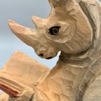 Vintage Boekensteun Neushoorn Hout thumbnail 2