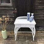 Rieten Rotan Kaptafel Buro Sidetable Vintage thumbnail 4