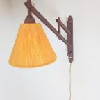 Vintage Fog & Mørup Teak Wandlamp Schaar Lamp Rope '50 Deens thumbnail 3