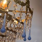 Murano Teardrop Hanglamp Opaline Blauw Vintage thumbnail 6