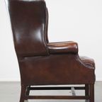 Comfortabele, Elegante, Luxe Engelse Chesterfield Oorfauteuil Gemaakt Van Rundleer thumbnail 4