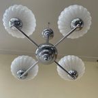 Hanglamp Lamp Plafondlamp Art Deco 1930 4 Arms Clichyglas Frans thumbnail 2