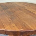 Vintage Wabi Sabi Massief Eikenhout Eettafel, Rond thumbnail 16