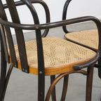 Set Van 2 Vintage Houten Design Eetkamer/ Bistro Stoelen Met Rieten Zitting In Thonet Stijl thumbnail 9