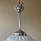 Lamp Hanglamp Art Deco 1930 Ufo Vorm Wit Glas Frans thumbnail 6