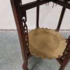 Antieke Bijzettafel Theetafel Koperen Bladen Inklapbaar thumbnail 5