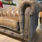 Stoere Chesterfield 3 Zits Bank In Vintage Taupe Bruin Leder thumbnail 4
