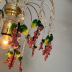 Vintage Roze Druiven Kroonluchter Hanglamp Kristal Geblazen thumbnail 6