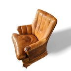 Sheep Leather Club Chair 1970s With Magazine Holder thumbnail 15