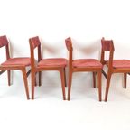 8 Vintage Deense Erik Buch Stoelen | Nieuw Gestoffeerd Roze thumbnail 10