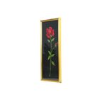 Vintage Geborduurde Rode Roos Met Steel Vergulde Houten Lijst 37X16Cm thumbnail 8