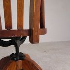 Eiken Bureaustoel, Atelierstoel, In Hoogte Verstelbaar, Jaren 30 thumbnail 24