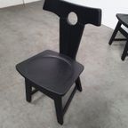 Brutalist Vintage Massief Eikenhouten Stoelen Jaren 60 Zwart thumbnail 3