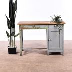 Vintage Bureau Hout | Oud Bureau | Houten Bureau Grijs thumbnail 11