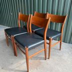 4 Pastoe Teak Skai Eetkamerstoelen Sa10 Cees Braakman thumbnail 6