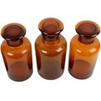 Grote Oude Apotheker Medische Flessen Potten Set Bruin Amber Glas thumbnail 2