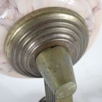 Art Deco - Wall Mounted Lamp With Marble Like Pink Glass - Brass Base thumbnail 9