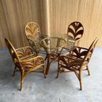 Vintage Bohemian Bamboe Eethoek Met Tafel En Stoelen thumbnail 9