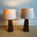 Set Van 2 Rotan Rieten Tafellampen Vintage thumbnail 7