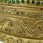 Prachtige Vintage Houten Offerschaal Bladgoud Verguld Birma 49Cm thumbnail 8