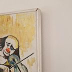 Jaren 70 Olieverf Op Doek Clown Gesigneerd thumbnail 6
