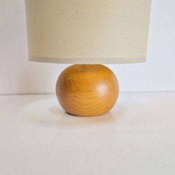 Vintage Sphere Tafellamp Beuken Hout Bol Lamp Deens Design