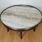 Vintage Neoklassieke Ronde Salontafel Empire Stijl Marmer thumbnail 11