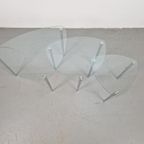 Set 3 Mid-Century Nesting Bijzettafels Glas Chrome Italy ´60 thumbnail 12