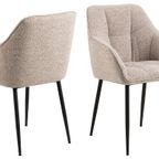 Nivala Eetkamerstoel - Set Van 2 - Beige Met Mat Zwarte Poten thumbnail 7
