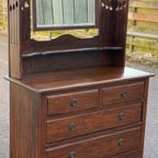 Engelse Art Deco Kaptafel Hout Met Spiegel Engels thumbnail 12