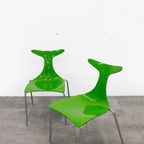 Set Van 2 Groene Delfy Stoelen - Gino Carollo Voor Ciacci Kreaty Italy 2000S thumbnail 4