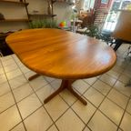 Vintage Deens Design Eettafel Ovaal/Rond, Massief Teak, Verlengbaar thumbnail 14