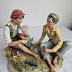 Italian Capodimonte "works Of Art" Figurine Young Men Playing Cards Sculpture Vintage thumbnail 11