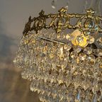 Vintage Kristallen Kroonluchter Hanglamp Brons Goud Frame thumbnail 2
