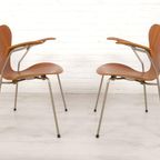2 Vintage Vlinderstoelen Van Arne Jacobsen Voor Fritz Hansen Model 3207 Teak thumbnail 11
