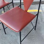 Set Van 4 Vintage Postmodern Leren Eetkamerstoelen thumbnail 14