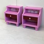 Set 2 Restyle Roze Nachtkastjes Vintage Behang thumbnail 3