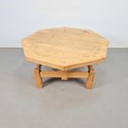 Brutalistische Eiken Salontafel Achthoek Rustiek Japandi ´60 thumbnail 7