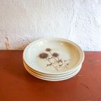 4 X Sarreguemines France Thistle Deep Plates Mid Century Gres Ceramic Pottery Salad Bowls thumbnail 2