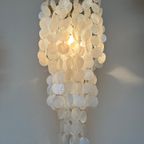 Vintage 60’S Capiz Schelpen Hanglamp Parelmoer Schelpen Opaline Schelp Lamp thumbnail 2