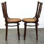 Super Leuke Set Van 4 Originele Antieke Thonet Bistro Stoelen Met Gematte Zittingen thumbnail 11