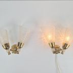 Set 2 Vintage Dubbele Wandlamp Messing Perplex ’60 Regency thumbnail 4