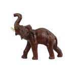 Vintage Olifant Met Slagtanden Papier Mache Bruin Leder Beeld Sculptuur thumbnail 2