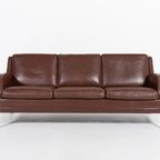Vintage Brown Leather Sofa From Mogens Hansen Denmark 1980’s thumbnail 3