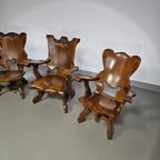 3 X Large Oak Claw Armchairs 1960S 70 X 70 X 90 Cm thumbnail 4